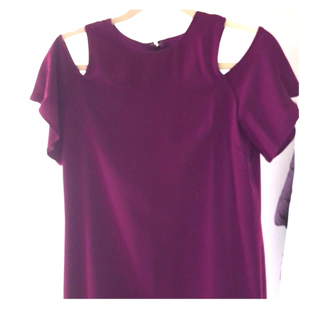 Purple dress with cut outs on shoulder